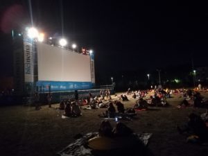 Bicinema Sotto le stelle di Bussoladomani, Parco Bussoladomani, cinema all'aperto, Lido di Camaiore, bike green, bike in, mobilità sostenibile, bici UpStudio Viareggio